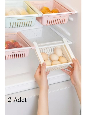 Mikasso Beyaz 2 Li Buzdolabı Raf Düzenleyici Organizer Ayarlanabilir Çok Amaçlı Organizer Sepet Plastik Tr