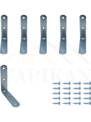 Mikasso 20X80X80MM - 5 Ad. Orta Yük L Demir Gönye Köşebent - Mobilya Dolap Köşe Bağlantı Sabitleme Aparatı B