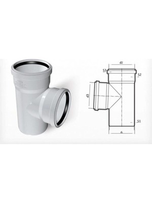 Mikasso Dublex Pvc Atık Su Borusu Pimaş Te Çatal 50 x 50 Mm.