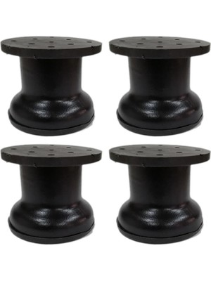Mikasso 5 cm Çap 42 mm Ayarlı Metal Dolap Vestiyer Komidin Baza Ayağı Siyah (4 Adet) Siyah