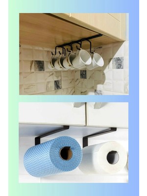 Mikasso Raf Altı Havluluk ve Kupa Askılığı Seti Metal Beyaz Tr