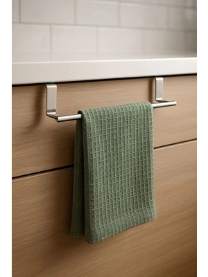Mikasso Krom Metal Askılı Havlu Rafı – Dolap Kapağı Üstü Tak-Çıkar Bez Tutucu Askılık (Mutfak ve Banyo) Meta
