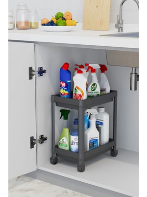 Mikasso 2 Katlı Düzenleyici Mutfak Rafı Banyo Rafı, Dolap Tezgah Altı Organizer Evye Altı Deterjanlık 36 cm