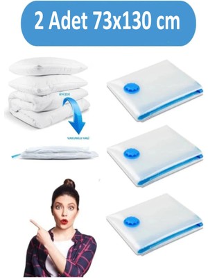 Mikasso Vakumlu Hurç Yorgan Hurcu Valiz Düzenleyici Gardırop Düzenleyici Vakumlu Poşet 2'li Set Plastik 55 x