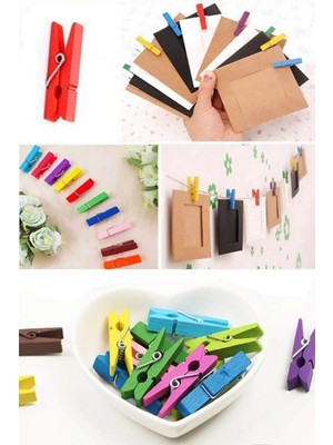 Mikasso Renkli Ahşap Mini Mandal Seti ( 100 Adet ) 2 Tr