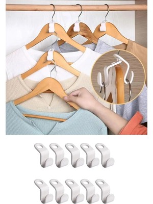 Mikasso 10 Adet Çok Amaçlı Askı Çoklayıcı Kanca Klips Dolap Elbise Askısı Plastik Beyaz Tr