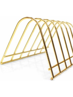 Mikasso Metal Gold 6 Bölmeli Tabak Standı Çelik Sarı