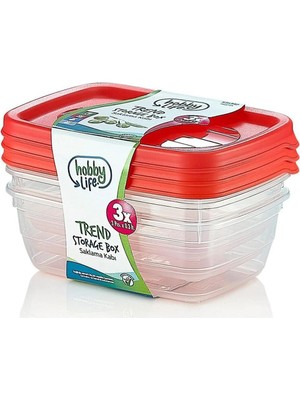 Mikasso Hobby-Life 3'lü Trend Saklama Kabı 300 ml Beyaz
