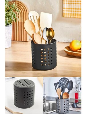 Mikasso Silindir Kaşıklık Tezgah Üstü Servis Standı Dik Kaşıklık Düzenleyici Belirtilmemiş Bej