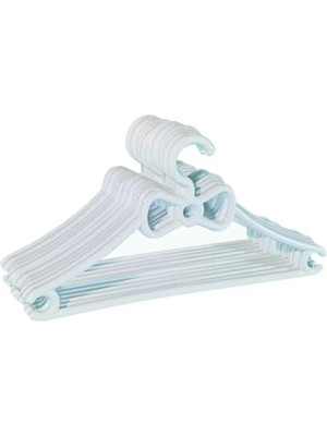 Mikasso Çocuk Elbise Askısı Bebek Askısı Fiyonk Askı 12 Adet Plastik Beyaz Renk Kaliteli Plastik