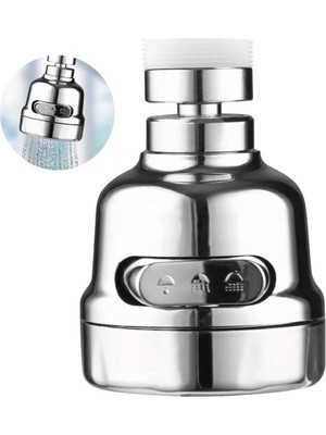 Mikasso Mutfak Lavabo Başlığı 3 Fonksiyonlu 360 Derece Döner Tasarruflu Ayarlanabilir Musluk Ucu Aparatı Kro