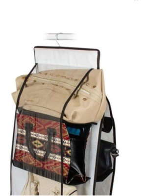 Mikasso 10 Şeffaf Bölmeli Askılı Dönebilen Dolap Içi Çanta Organizer NS374 Plastik Beyaz