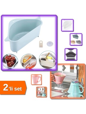Mikasso Süzgeçli Köşe Kenar Lavabo Süzgeci + Sürahi Şeklinde Pirinç Yıkama Süzgeci - 2li Set P6M0E4 Plastik