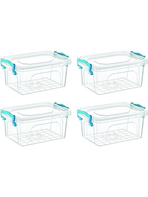 Mikasso Dikdörtgen Saklama Kabı (1 Lt) 4'lü Plastik Beyaz