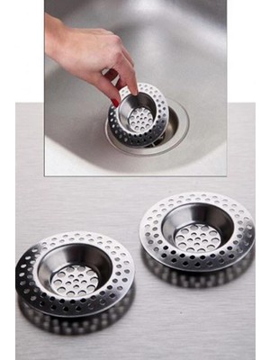 Mikasso Paslanmaz Çelik 2'li Iri Delikli Lavabo Süzgeci Paslanmaz Çelik