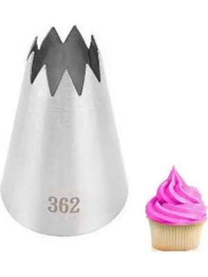 Mikasso Büyük Boy Açık Yıldız 9 Diş Krema Duyu 35X19X53 mm | Ithal Krema Torbası Hediye (DY-362) Çelik