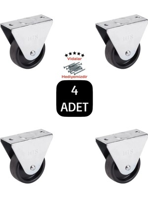 Mikasso Sabit 50'lik Masa Dolap Sehpa Raf Mobilya Tekeri 4 Adet