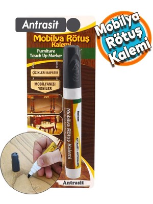 Mikasso Mobilya Rötuş Kalemi Ahşap Masa Sehpa Dolap Rütuş Kalemi Çizik Giderici Çatlak Kapatıcı Antrasit