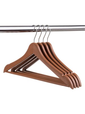 Mikasso Ahşap Görünümlü Plastik Elbise Askısı 3 Adet Plastik Bej Tek Ebat