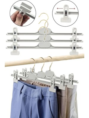 Mikasso 10'lu Beyaz Gold Altın Kanca Elbise Askısı Etek Askısı Beyaz Mandallı Askı Pantolon Askısı Plastik B