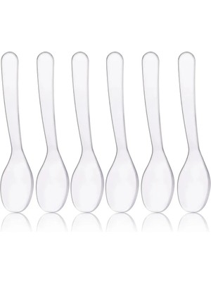 Mikasso 12 Adet Şeffaf Küçük Boy Kaşık Baharat Kaşığı Plastik Beslenme Kaşığı Plastik Turuncu