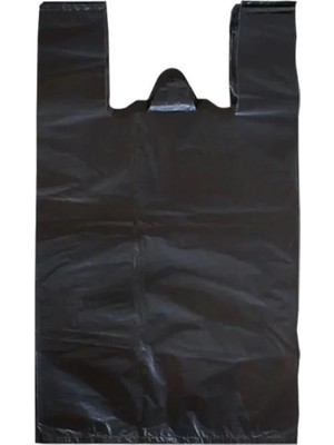 Mikasso Siyah Dökme Market Poşeti Torbası - Hışır Atlet Poşet - Battal Boy - 37 x 70 Cm. - 1 Kg. Şeffaf Beli