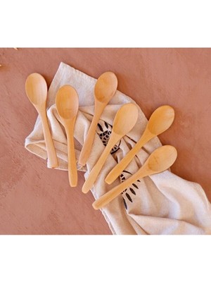 Mikasso 6 Parça Bambu Ahşap Kaşık 6'lı, Şekerlik Baharatlık Kaşığı, Bal Kaşığı Ahşap Çelik Kahverengi