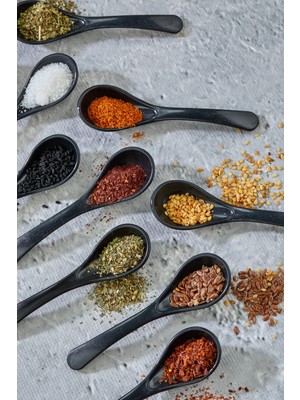 Mikasso 36 Adet Siyah Servis ve Baharat Kaşığı - Kahvaltılık Bal Kaşığı Şeker Reçel Servis Kaşığı Plastik Si