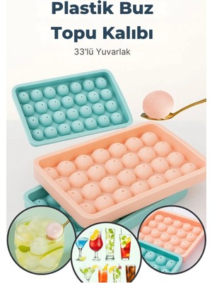 Mikasso Plastik Buz Topu Kalıbı 33’lü Yuvarlak Şekilli – Plastik Renkli