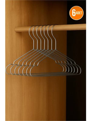 Mikasso 6'lı Paslanmaz Metal Kıyafet ve Elbise Askısı Tel Askı Metal Gri Tr