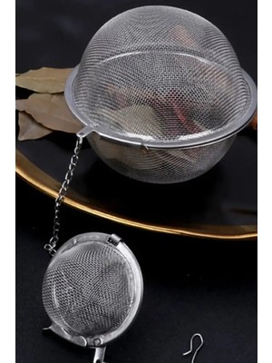 Mikasso Paslanmaz Çelik Kilitleme Çay Topu - Küre Şeklinde Çay Demlik Demleme Aksesuarı Tekli Çelik Gri