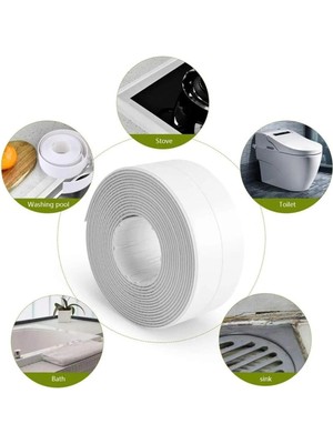 Mikasso Banyo Duvar Köşe Sızdırmazlık Bandı Lavabo Kenar Küfe Dayanıklı Su Geçirmez Kendinden Yapışkanlı Bey