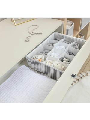Mikasso 12 Bölmeli Çekmece Düzenleyici Kumaş 30 x 30 Gri Tr