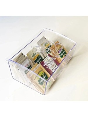 Mikasso Şeffaf Kapaklı 6 Bölmeli Çay/bitki Çayı Kutusu Plastik Beyaz