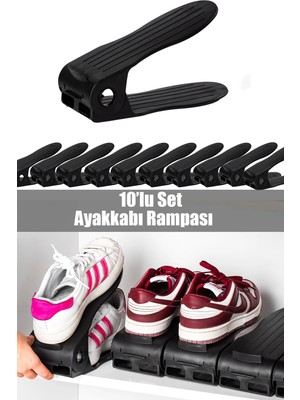 Mikasso Org -201 10 Lu Ayakkabı Rampası Ayakkabı Düzenleyici Dolap Içi Organizer- Siyah Plastik Siyah