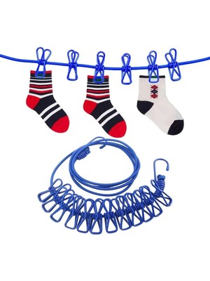 Mikasso 12 Mandallı Taşınabilir Elastik Balkon Koridor Ev Koridor Yatak Odası Ofis Çamaşır Asma Ipi 5