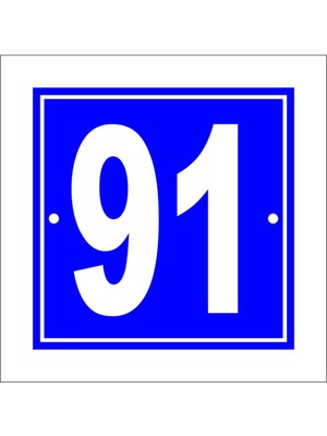 Mikasso 91 Numara Kapı Numarası 10X10 cm