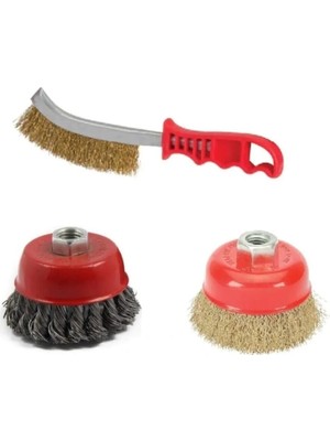 Mikasso 3 Parça Çanak Spiral Çelik Tel Fırça Burgu Çelik Fırça Kalın Ince