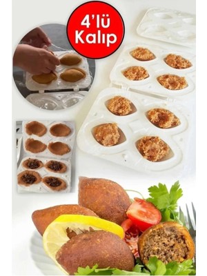 Mikasso 4'lü Içli Köfte Kalıbı 4 Bölmeli Içli Köfte Aparatı Plastik