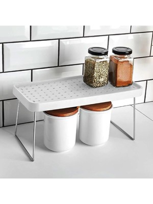 Mikasso Mutfak Düzenleyici Raf, Tezgah Üstü Organizeri,baharatlık ve Tabak Rafı, Dolap Içi Kullanım (Küçük)