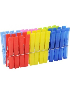 Mikasso 24 Lü Çelik Yaylı Plastik Çamaşır Kurutmalık Mandalı Mandal 5