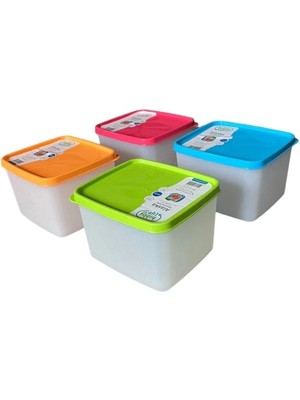 Mikasso 4 Adet Nofrost Saklama Kabı Derin Dondurucu Saklama Kabı 1100ML Plastik Çok Renkli