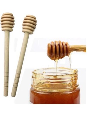 Mikasso 2'li Ahşap Bal Kaşığı 17 Cmpratik Uzun Sap Bal Karıştırma Kaşığı Bal Dökme Kaşığı Çelik Çok Renkli