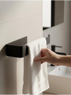 Form Design Minimalist Metal Havluluk & Kağıt Havlu Askılığı – Siyah / Beyaz Mutfak Yapışkanlı Peçetelik
