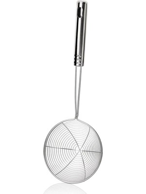 Mikasso Çelik Lüx Paslanmaz Kızartma Kevgiri, Yağ Süzgeci, Çelik Tel Kepçe Paslanmaz Çelik