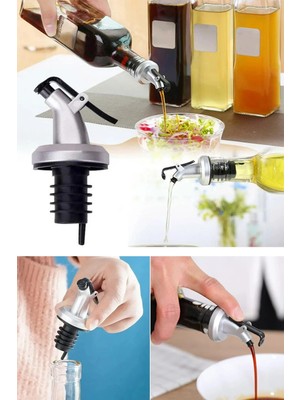 Mikasso Kapaklı Şişe Ucu Servis Aparatı Damlalık Yağdanlık Tıpa Tapa Mantar Gümüş