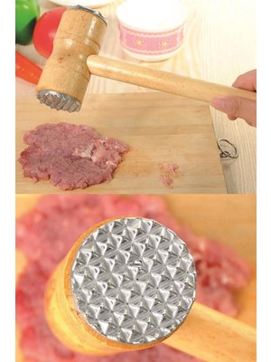 Mikasso Bambu Saplı Et Dövme Tokmağı Çift Taraflı Et Dövücü Ahşap