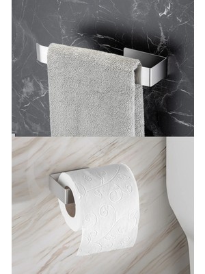 Mikasso Paslanmaz Çelik Set / Wc Tuvalet Kağıtlığı Askısı / Banyo-Mutfak Havluluk Askısı Inox