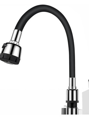 Mikasso Renkli Silikonlu Oynar Başlıklı 2 Fonksiyonlu Spiral Musluk Başlığı - Siyah