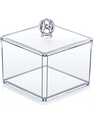 Mikasso Şeffaf Kare Pamukluk ve Kulak Çubuğu Kutusu Plastik Beyaz